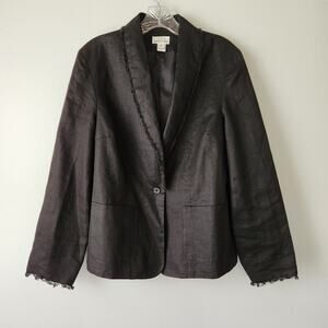 Toto n Ko Jacket Blazer Women’s 10 Black Linen Modern Minimalist Old Money Chic